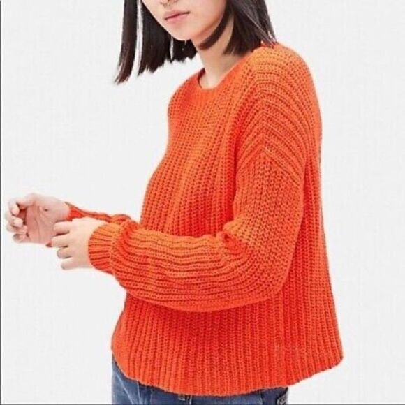 EILEEN FISHER Sweater Organic Cotton Shaker Knit Pullover Long Sleeve Orange 1X - Picture 2 of 9